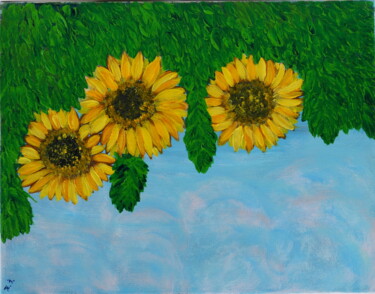 Malerei mit dem Titel "Sunflowers/Подсолну…" von Natalia Ivanova, Original-Kunstwerk, Acryl Auf Keilrahmen aus Holz montiert