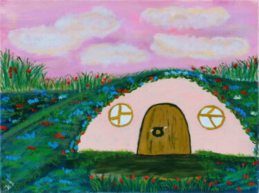 Painting titled "Hobbit house/Дом Хо…" by Natalia Ivanova, Original Artwork, Acrylic Mounted on Wood Stretcher frame