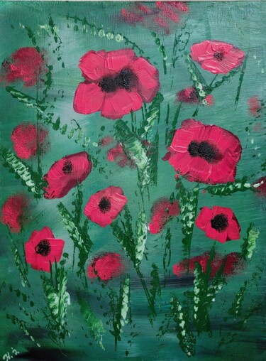 "Poppies/Маки" başlıklı Tablo Наталья Иванова tarafından, Orijinal sanat, Akrilik Ahşap Sedye çerçevesi üzerine monte edilmiş