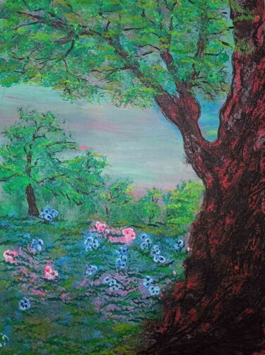 Painting titled "Spring tree" by Natalia Ivanova, Original Artwork, Acrylic