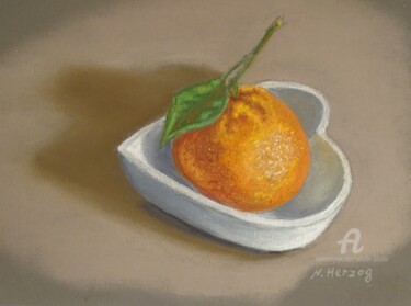 Drawing titled "Mandarine in einer…" by Natalia Jelusic, Original Artwork, Pastel