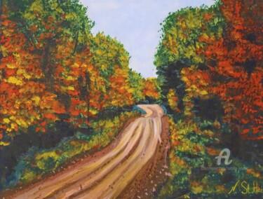 Schilderij getiteld "Wald im Herbst" door Natalia Jelusic, Origineel Kunstwerk, Acryl