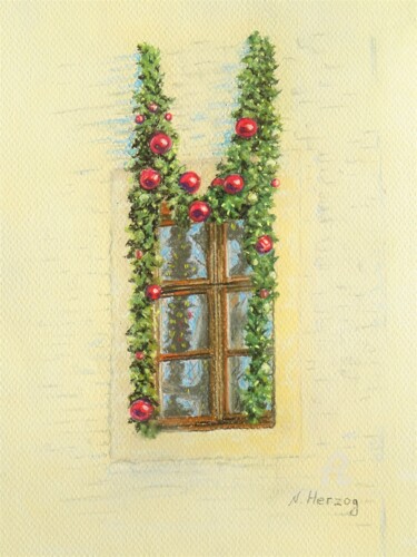 Desenho intitulada "Vor Weihnachten..." por Natalia Jelusic, Obras de arte originais, Pastel
