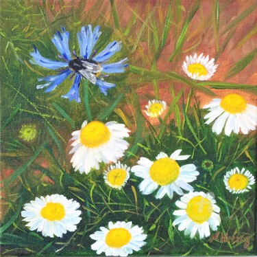 Malerei mit dem Titel "Die Feldblumen" von Natalia Jelusic, Original-Kunstwerk, Öl