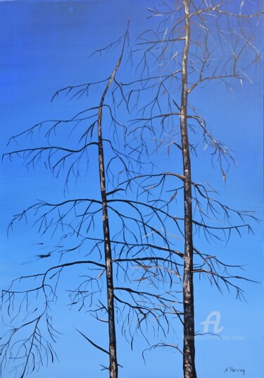 Painting titled "Zwei Bäume" by Natalia Jelusic, Original Artwork, Acrylic
