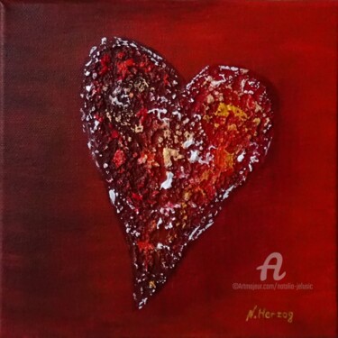 Malerei mit dem Titel ""Buntes Herz"" von Natalia Jelusic, Original-Kunstwerk, Acryl