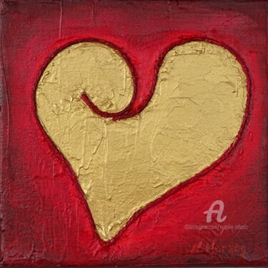 Malerei mit dem Titel "Goldenes Herz" von Natalia Jelusic, Original-Kunstwerk, Acryl