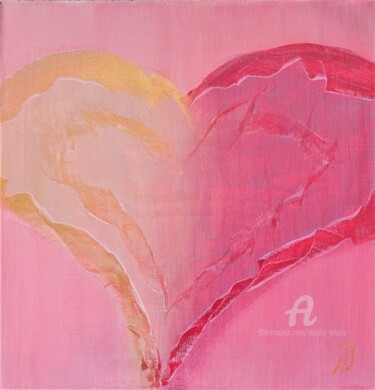 Malerei mit dem Titel ""Das goldenes Herz"" von Natalia Jelusic, Original-Kunstwerk, Acryl