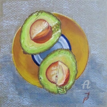 Zeichnungen mit dem Titel "Avokado" von Natalia Jelusic, Original-Kunstwerk, Pastell