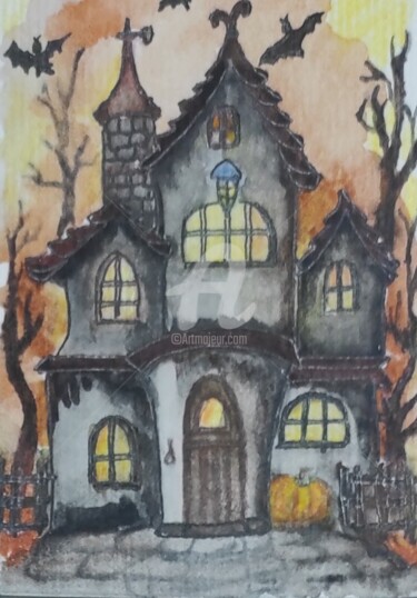 Drawing titled "ACEO. Maison d'Hall…" by Nataliia K (Iurochkina), Original Artwork, Watercolor