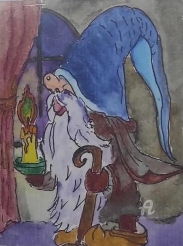Zeichnungen mit dem Titel "Nain de maison" von Nataliia K (Iurochkina), Original-Kunstwerk, Aquarell