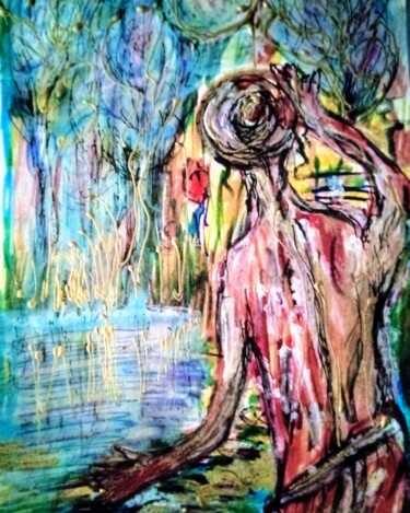 Peinture intitulée "Am Fluss" par Natalia Kairies, Œuvre d'art originale, Acrylique Monté sur Panneau de bois