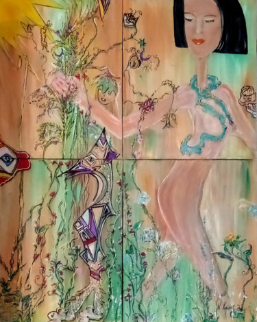 Painting titled "Women magic of the…" by Natalia Kairies, Original Artwork, Acrylic Mounted on Wood Stretcher frame