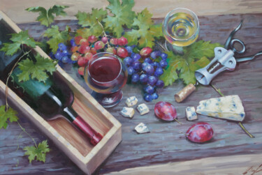 绘画 标题为“Французкое вино” 由Natalia Kakhtiurina, 原创艺术品, 油 安装在木质担架架上