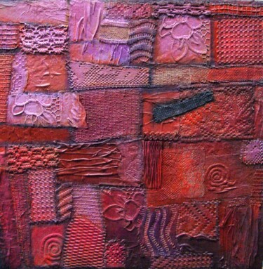 Painting titled "Red square" by Natalia Kaza, Original Artwork, Acrylic
