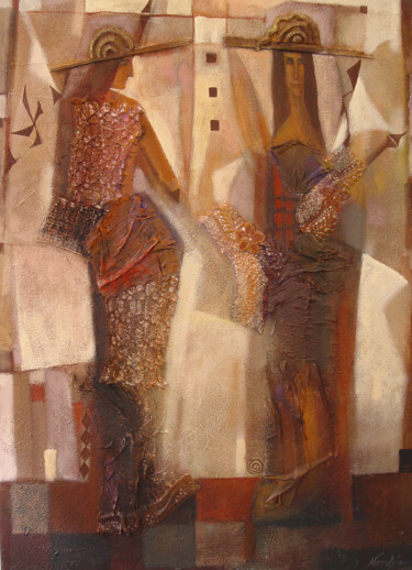 Painting titled "Two Muses" by Natalia Kaza, Original Artwork, Acrylic