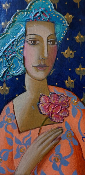 Painting titled "Lady" by Natalia Kaza, Original Artwork, Acrylic