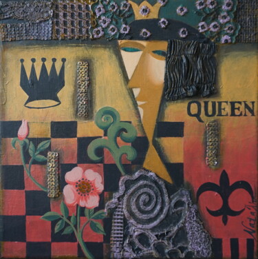 Painting titled "The Black Chess Que…" by Natalia Kaza, Original Artwork, Acrylic