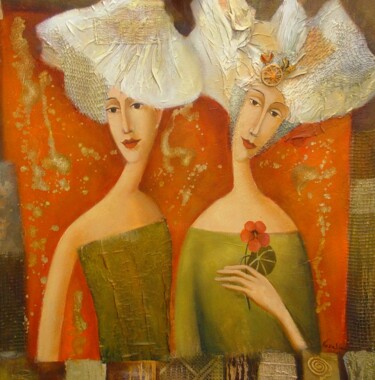 Pintura intitulada "Mother and daughter" por Natalia Kaza, Obras de arte originais, Acrílico