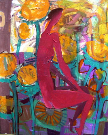 Painting titled "Yellow flowers" by Natalia Kaza, Original Artwork, Acrylic