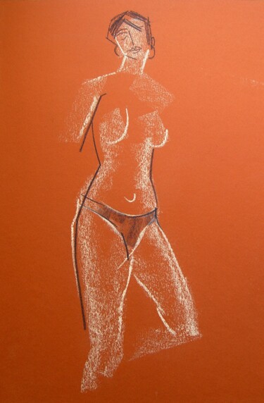 Dessin intitulée "Nude" par Natalia Kaza, Œuvre d'art originale, Pastel