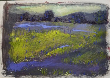Painting titled "Spring meadow (stud…" by Natalia Kaza, Original Artwork, Acrylic