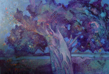 Painting titled "Blue evening" by Natalia Kaza, Original Artwork, Acrylic