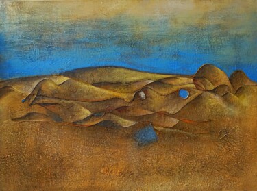 Malerei mit dem Titel "Hills and Sea" von Natalia Kaza, Original-Kunstwerk, Acryl