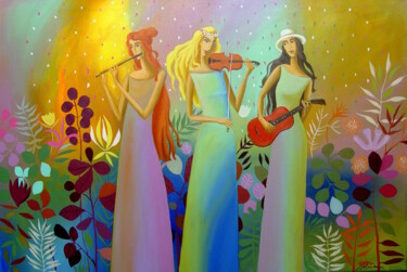 Pintura intitulada "In the Garden" por Natalia Kaza, Obras de arte originais, Acrílico