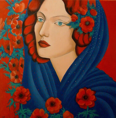 Malerei mit dem Titel "Anemones" von Natalia Kaza, Original-Kunstwerk, Acryl