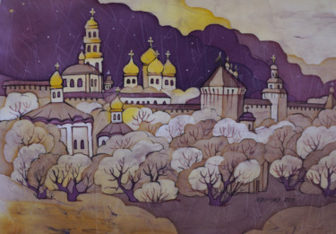 Pittura intitolato "night over Posad" da Natalia-Khromykh, Opera d'arte originale