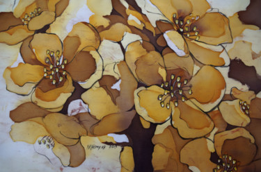 Картина под названием "flowering of spring" - Natalia-Khromykh, Подлинное произведение искусства, Масло