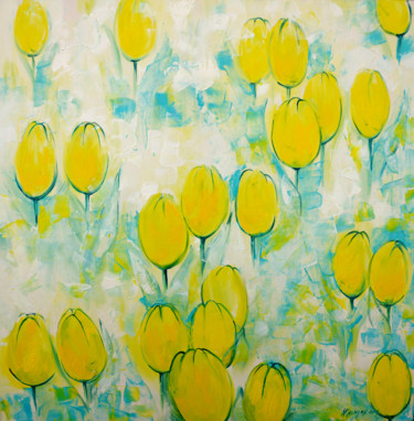 Peinture intitulée "Tulipani gialli" par Natalia-Khromykh, Œuvre d'art originale, Huile