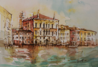 Painting titled "Venezia" by Natalia-Khromykh, Original Artwork, Watercolor