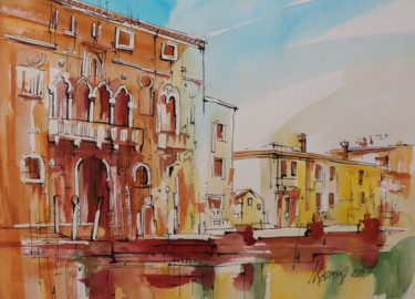 Pittura intitolato "colori di Venezia" da Natalia-Khromykh, Opera d'arte originale, Acquarello