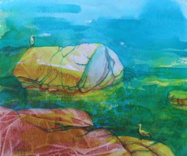 Pittura intitolato "sull'isola d'Elba -1" da Natalia-Khromykh, Opera d'arte originale, Acquarello