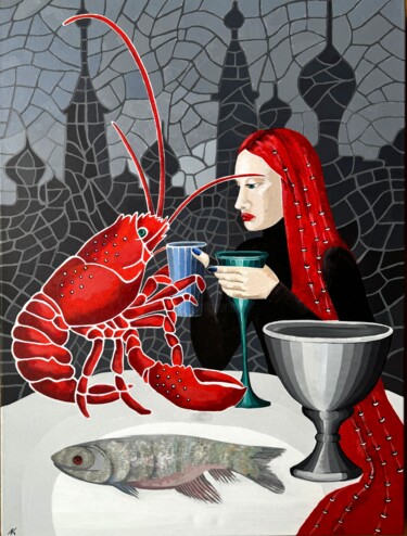 Картина под названием "Dialogues on the ex…" - Natalia Kludt, Подлинное произведение искусства, Акрил Установлен на Деревянн…