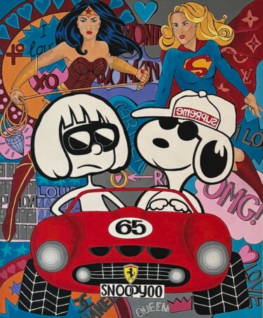 "Super Snoopy" başlıklı Tablo Natalia Kludt tarafından, Orijinal sanat, Akrilik Ahşap Sedye çerçevesi üzerine monte edilmiş