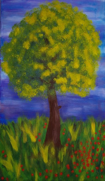 Painting titled "Der Herbstbaum" by Natalia Koch, Original Artwork, Tempera