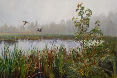 Painting titled "Morning in the Swamp" by Natalia Korbukh, Original Artwork, Oil