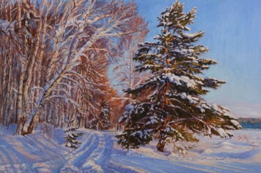 Painting titled "Winter Shadows" by Natalia Korbukh, Original Artwork, Oil