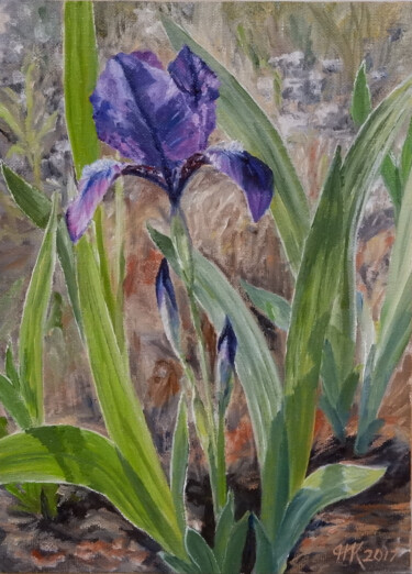 Painting titled "Iris" by Natalia Korbukh, Original Artwork, Oil