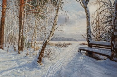 Painting titled "Winter" by Natalia Korbukh, Original Artwork, Oil