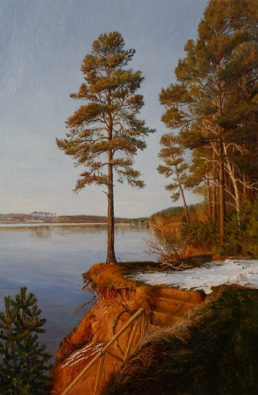 Painting titled "Golden Evening" by Natalia Korbukh, Original Artwork, Oil