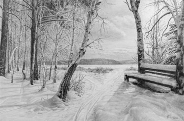 "Winter Landscape" başlıklı Resim Natalia Korbukh tarafından, Orijinal sanat, Kalem