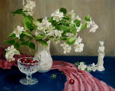 Painting titled "Jasmine Blooms" by Natalia Korbukh, Original Artwork, Oil
