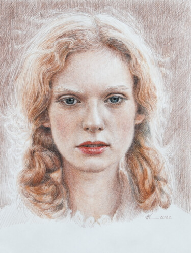Dibujo titulada "Portrait 2" por Natalia Korbukh, Obra de arte original, Conté