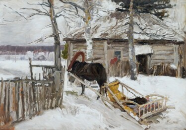 Painting titled "In Winter" by Natalia Korbukh, Original Artwork, Oil