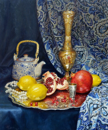 Painting titled "Oriental Still Life" by Natalia Korbukh, Original Artwork, Oil