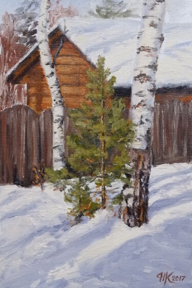Painting titled "Pine in the Country" by Natalia Korbukh, Original Artwork, Oil